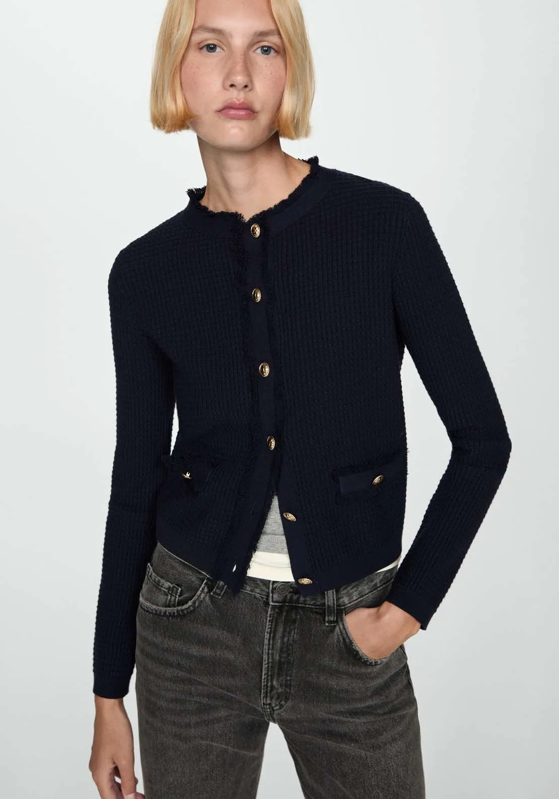 Button knit cardigan - Navy