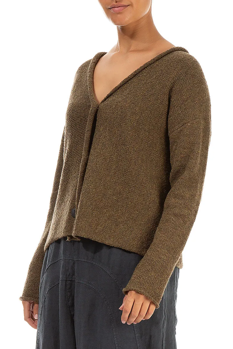 Buttoned Brown Wool Cardigan