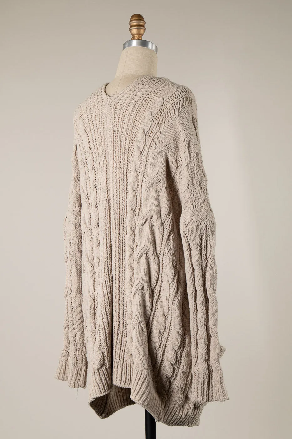 CABLE KNIT CHENILLE CARDIGAN WITH PATCHED POCKETS 1 PACK