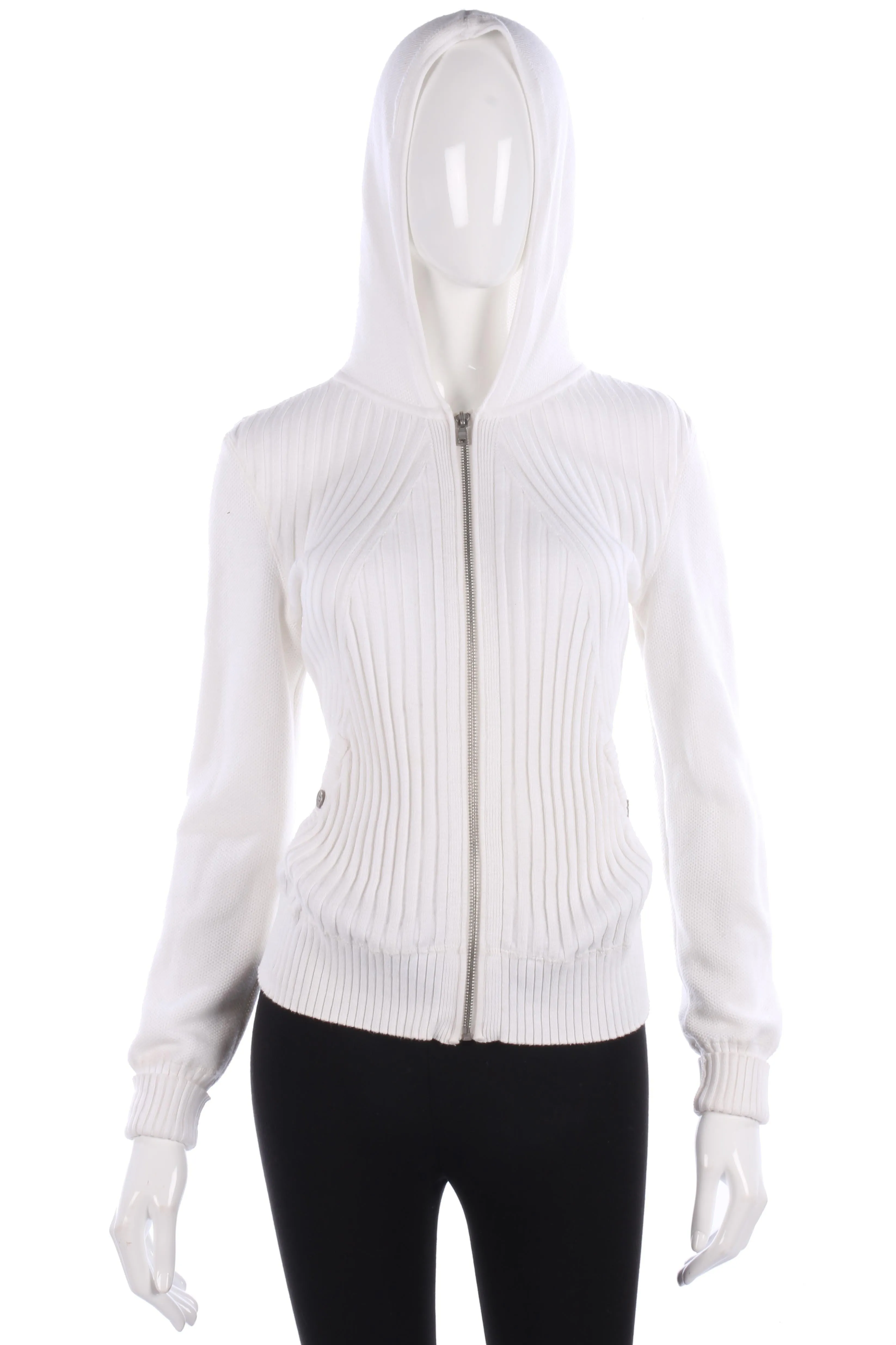 Calvin Klein Hooded Zip Up Cardigan 100% Cotton White Size L