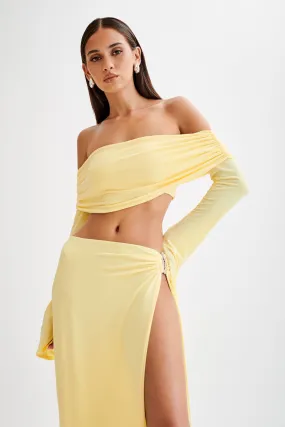 Camryn Slinky Off Shoulder Crop Top - Yellow