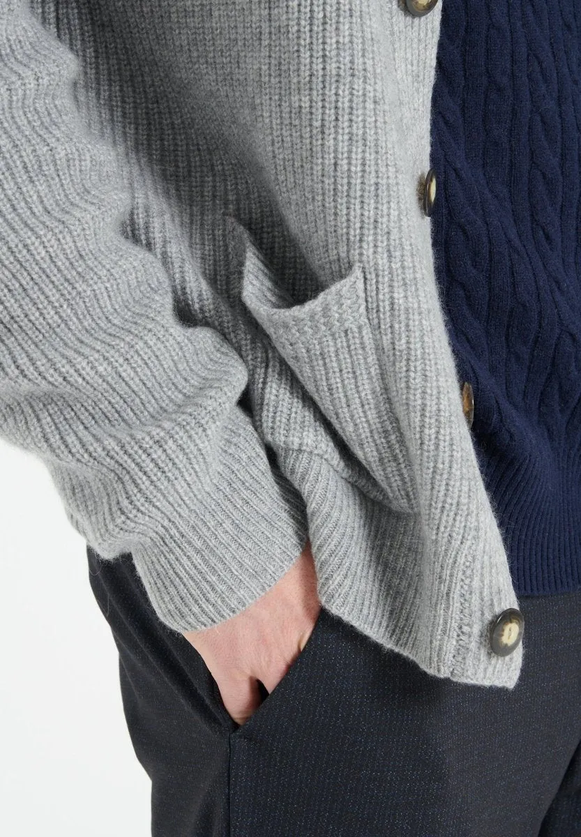 Cardigan cachemire 4 fils gris clair homme - ZACH 4