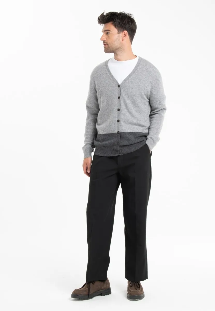 Cardigan cachemire gris anthracite/gris clair homme - GABI 6