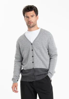 Cardigan cachemire gris anthracite/gris clair homme - GABI 6