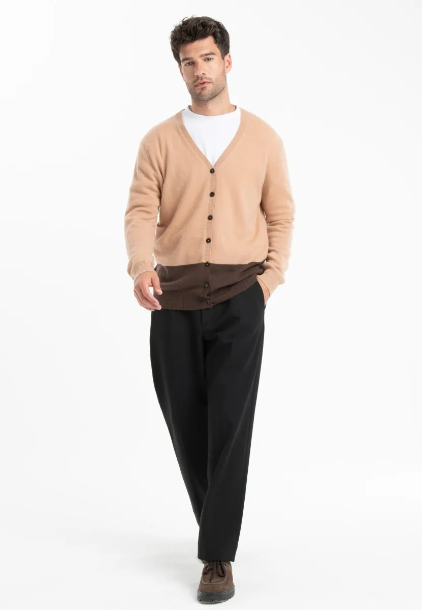 Cardigan cachemire marron/camel clair homme - GABI 6