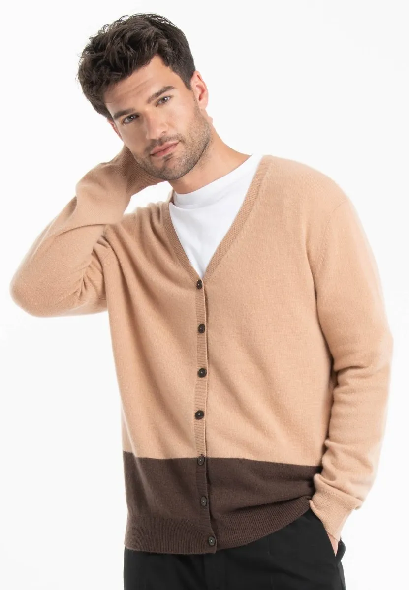 Cardigan cachemire marron/camel clair homme - GABI 6