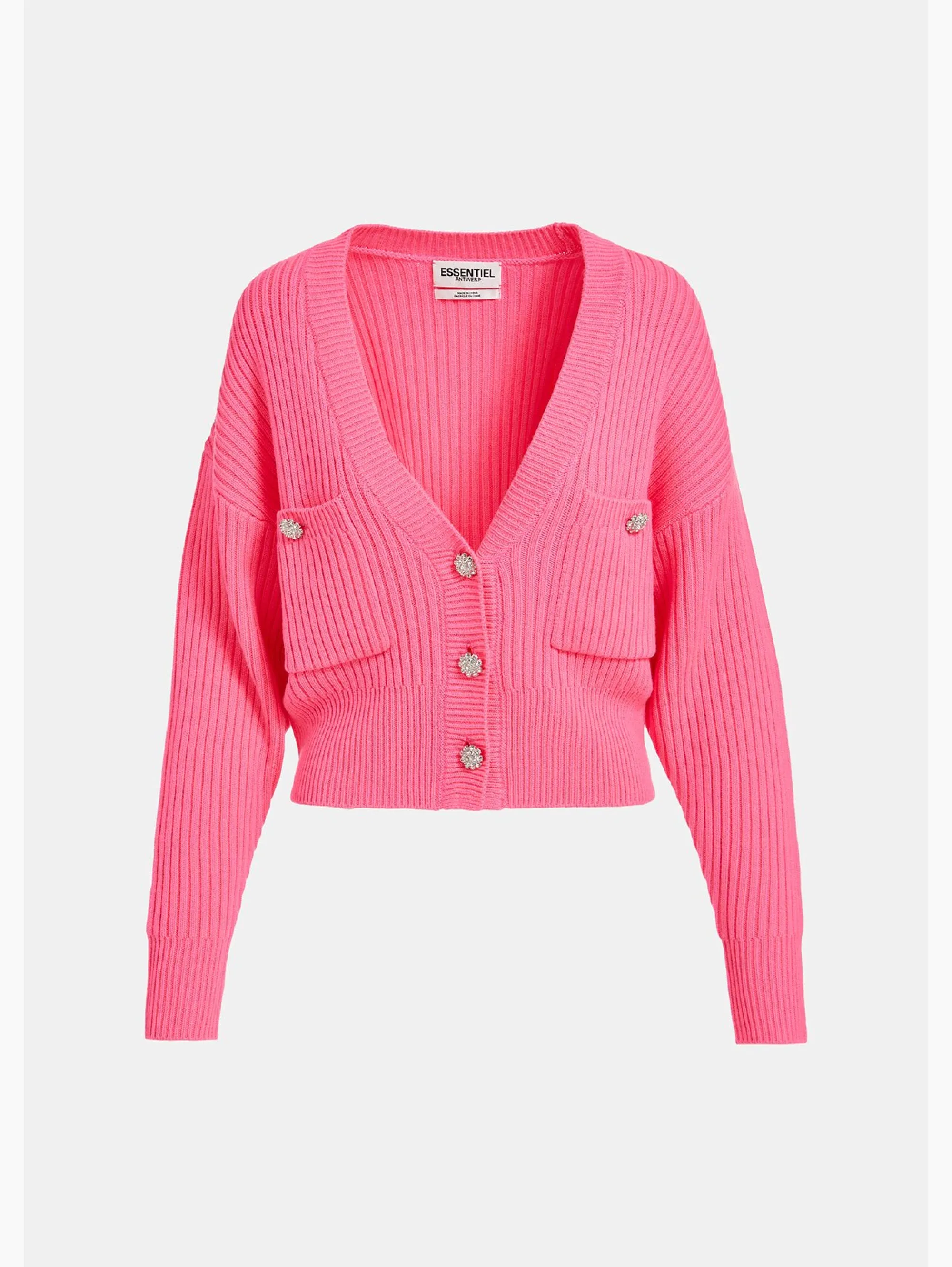 Cardigan con Bottoni Gioiello Rosa