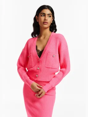 Cardigan con Bottoni Gioiello Rosa