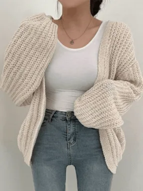 Cardigan en tricot à manches longues ouvert sur le devant