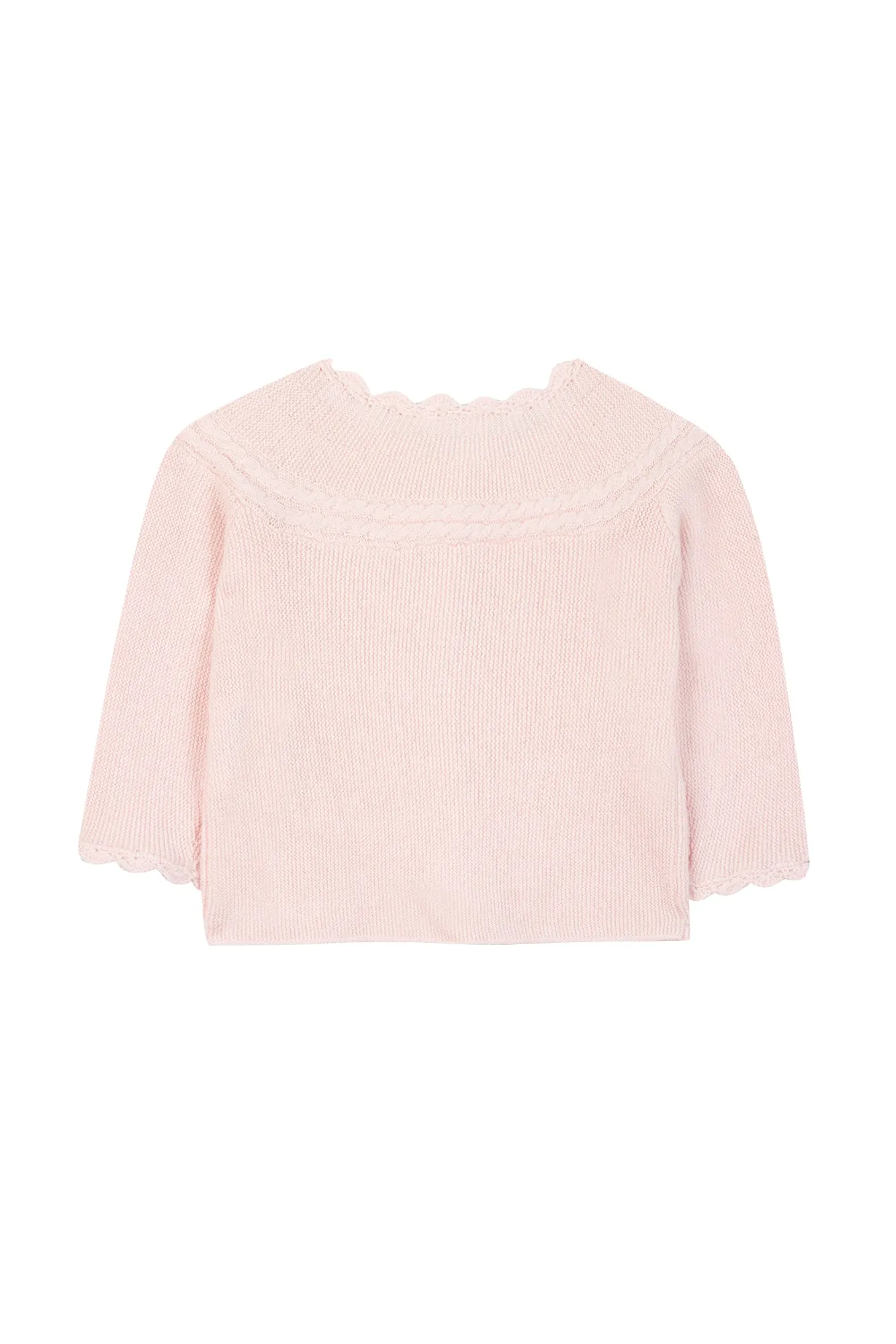 Cardigan - Rose pâle col festonné