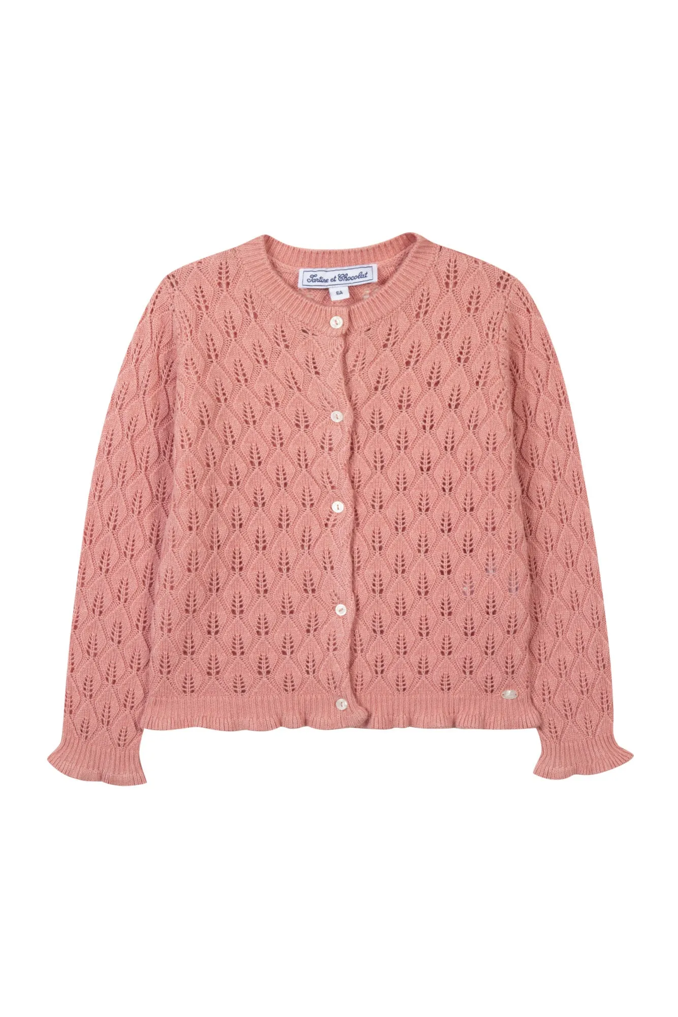 Cardigan - Rose tricot feuilles