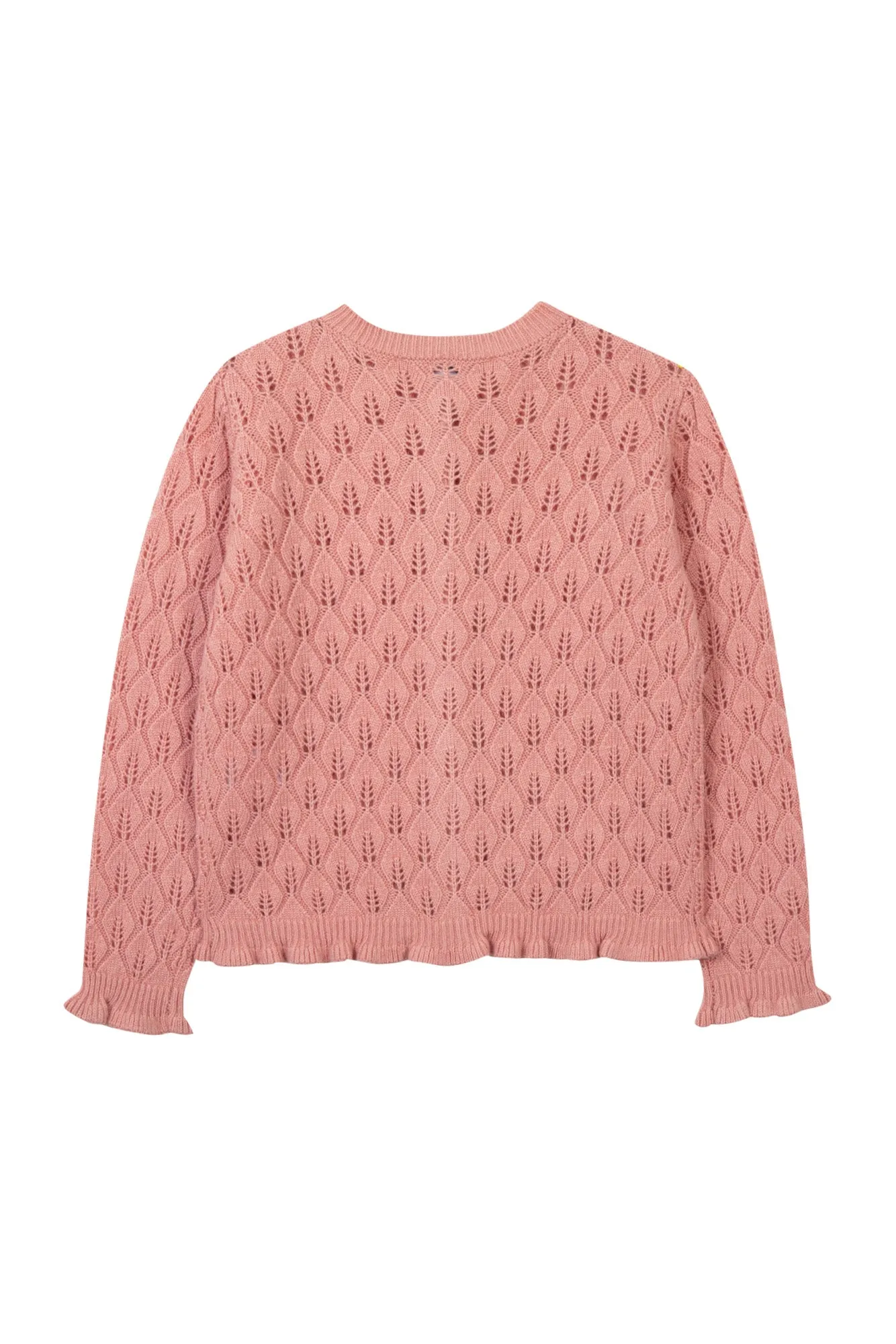 Cardigan - Rose tricot feuilles