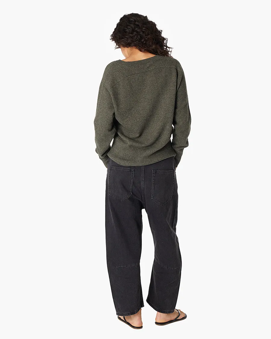 Cashmere V Neck Cardigan - Moss