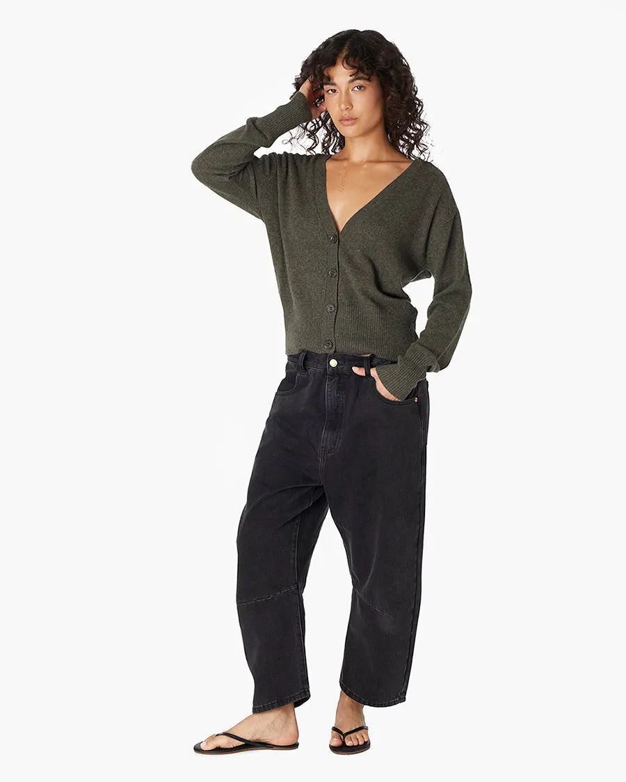 Cashmere V Neck Cardigan - Moss