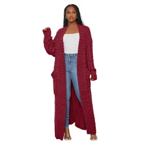 Casual Knit Long Sweater Cardigan Women's clothing.