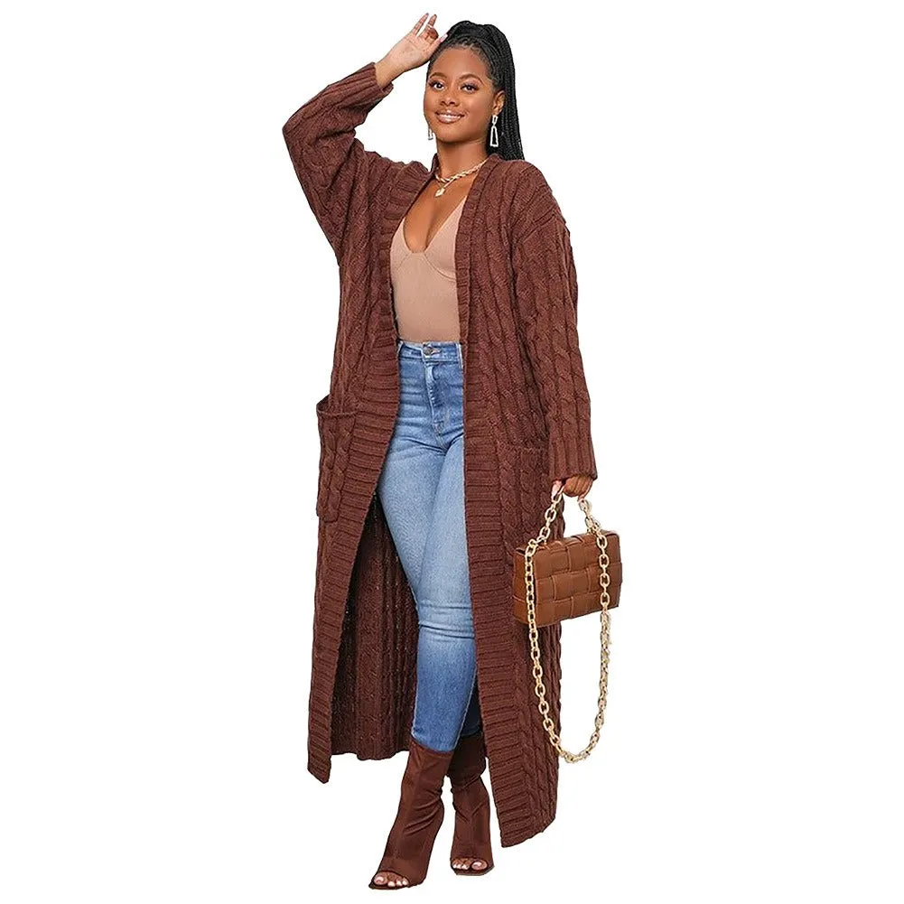 Casual Knit Long Sweater Cardigan Women's clothing.