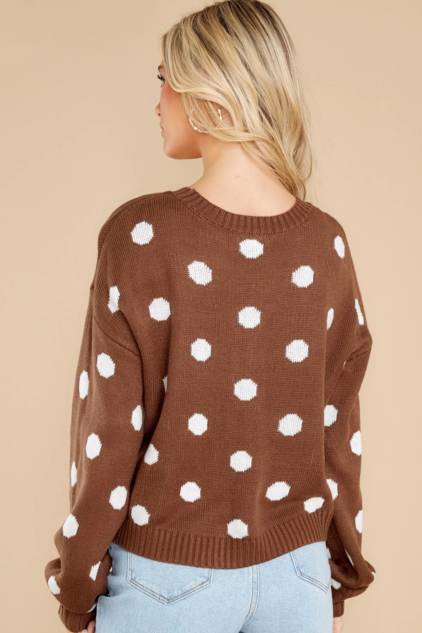 Caught My Attention Cocoa Polka Dot Cardigan