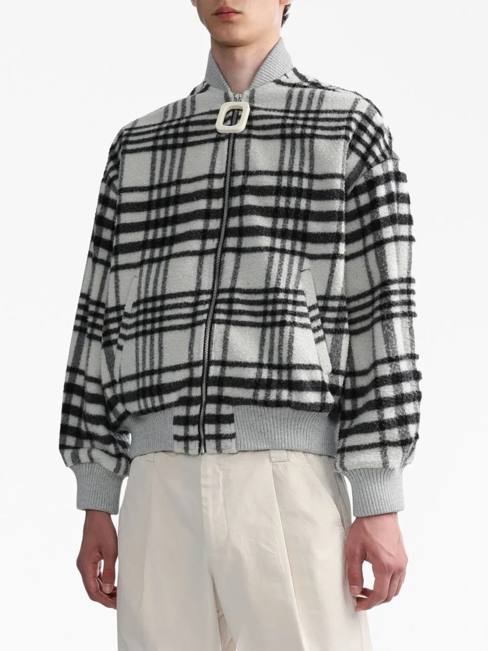 Checked Zipped Bomber Jacket