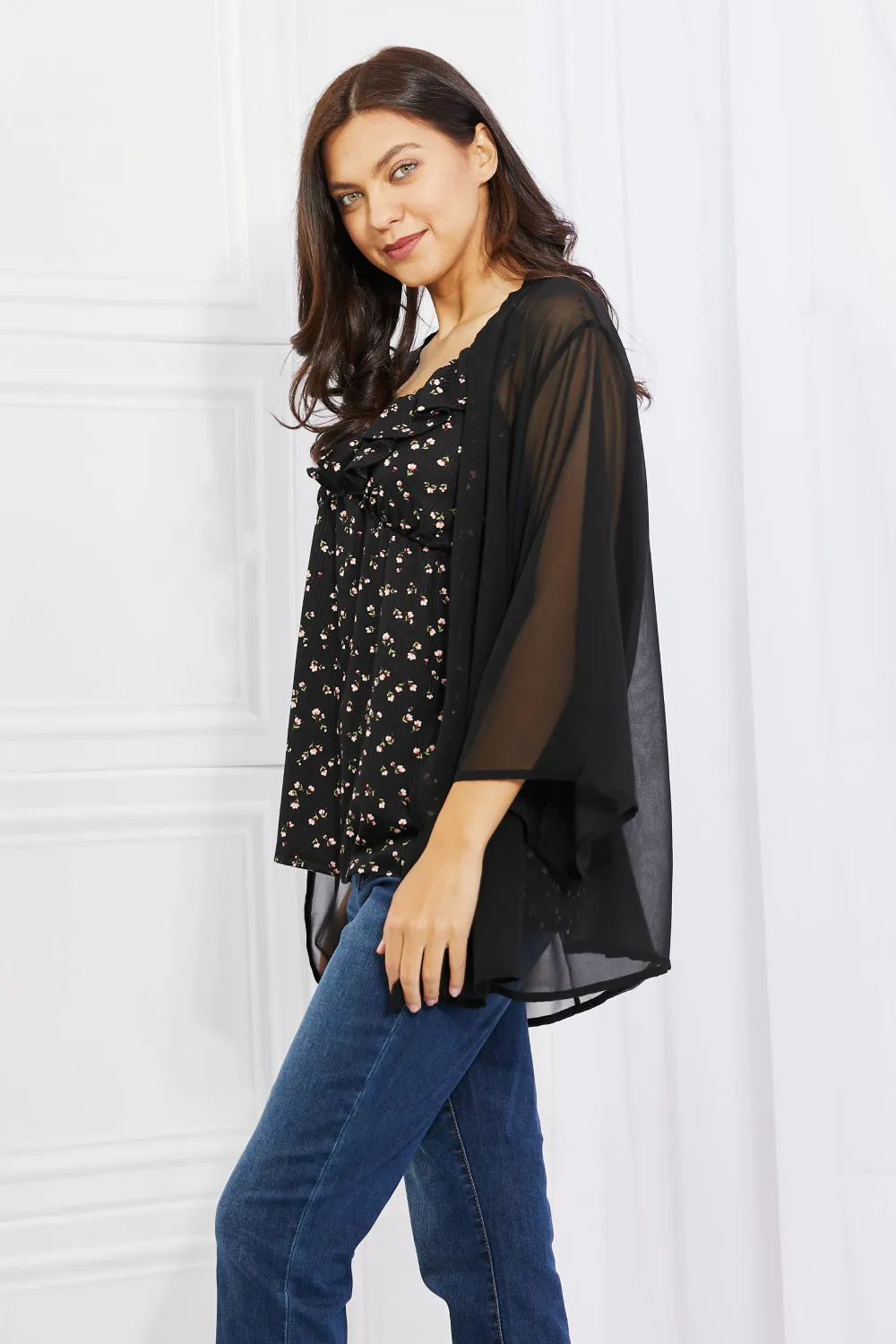 Chiffon Kimono in Black