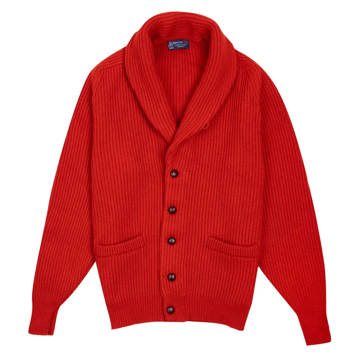 Chilli Red Colonial 8ply Cashmere Shawl Cardigan