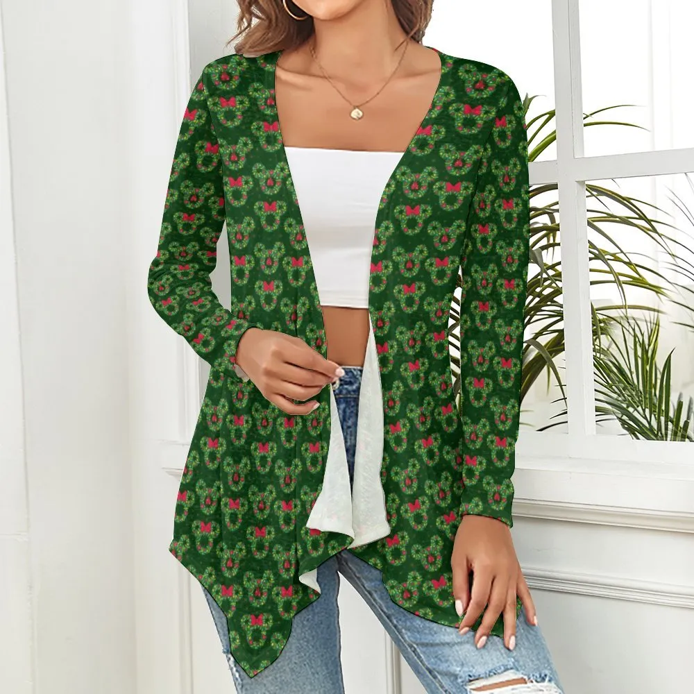 Christmas Wreaths Women's Short Cardigan