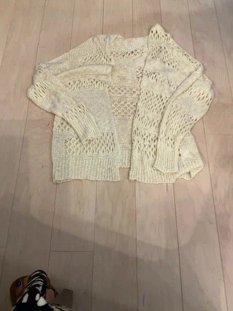 {{ClientCode}} CREAM UNKNOWN OPEN WEAVE CARDIGAN, OS