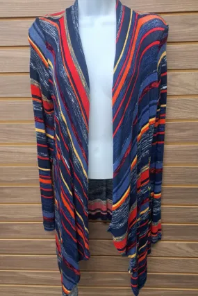 Colorful stripes open cardigan