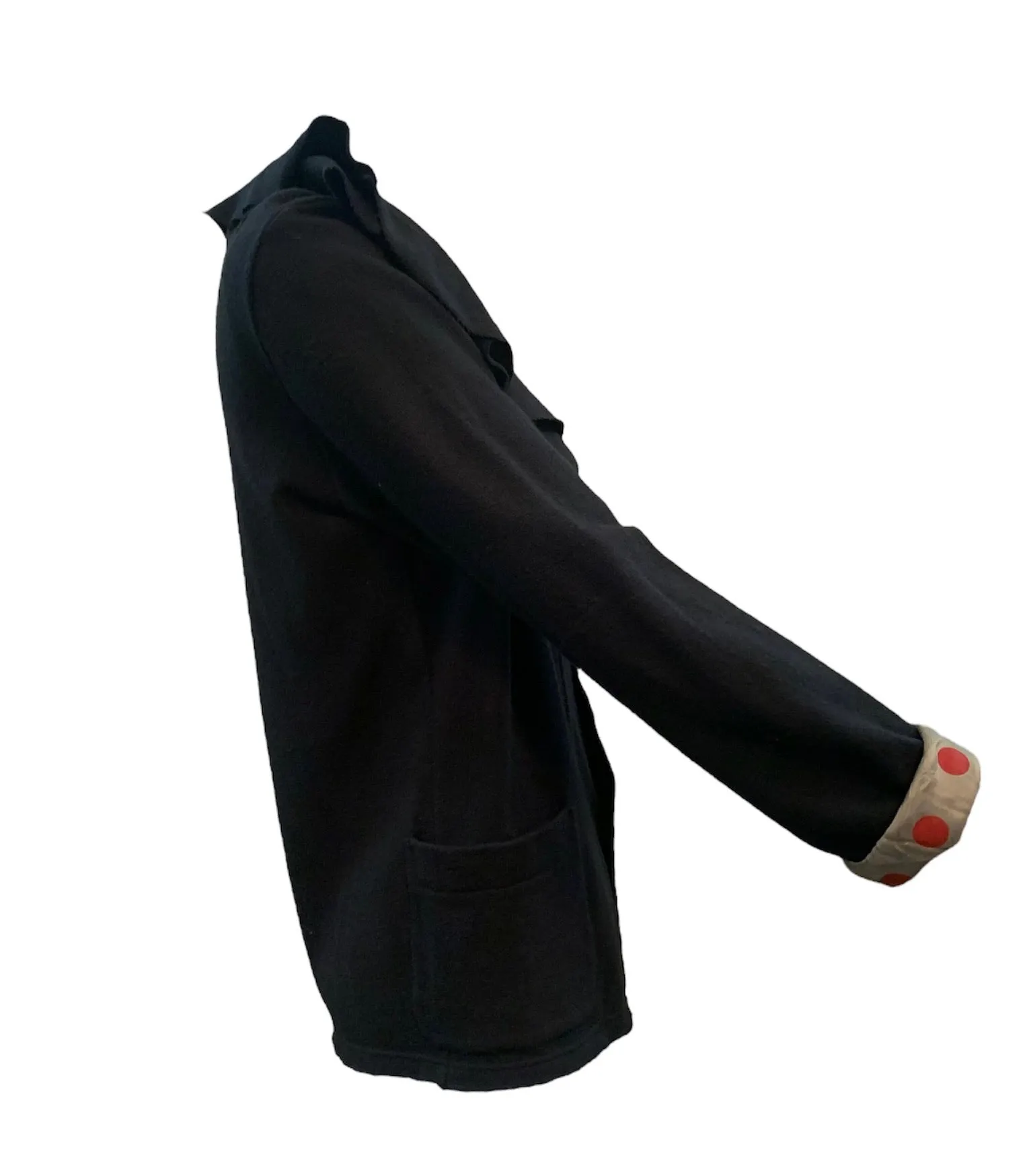 Comme des Garcon 90s Black Knit Ruffled Cardigan