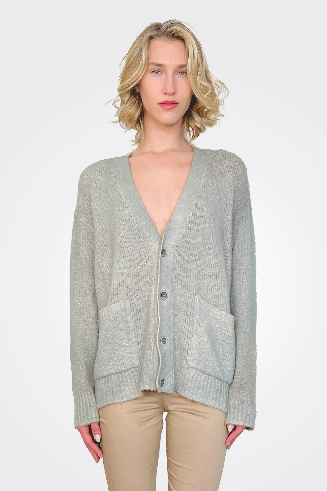 Cotton V Neck Cardigan - Ghiaccho