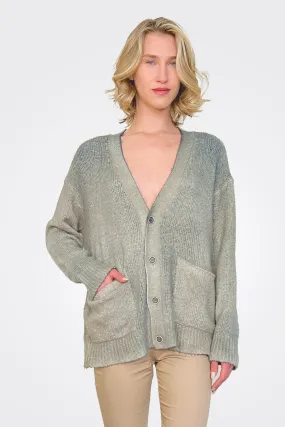 Cotton V Neck Cardigan - Mush