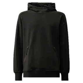 C.P. Company Diagonal Raised Fleece OTH Goggle Hoodie in Black