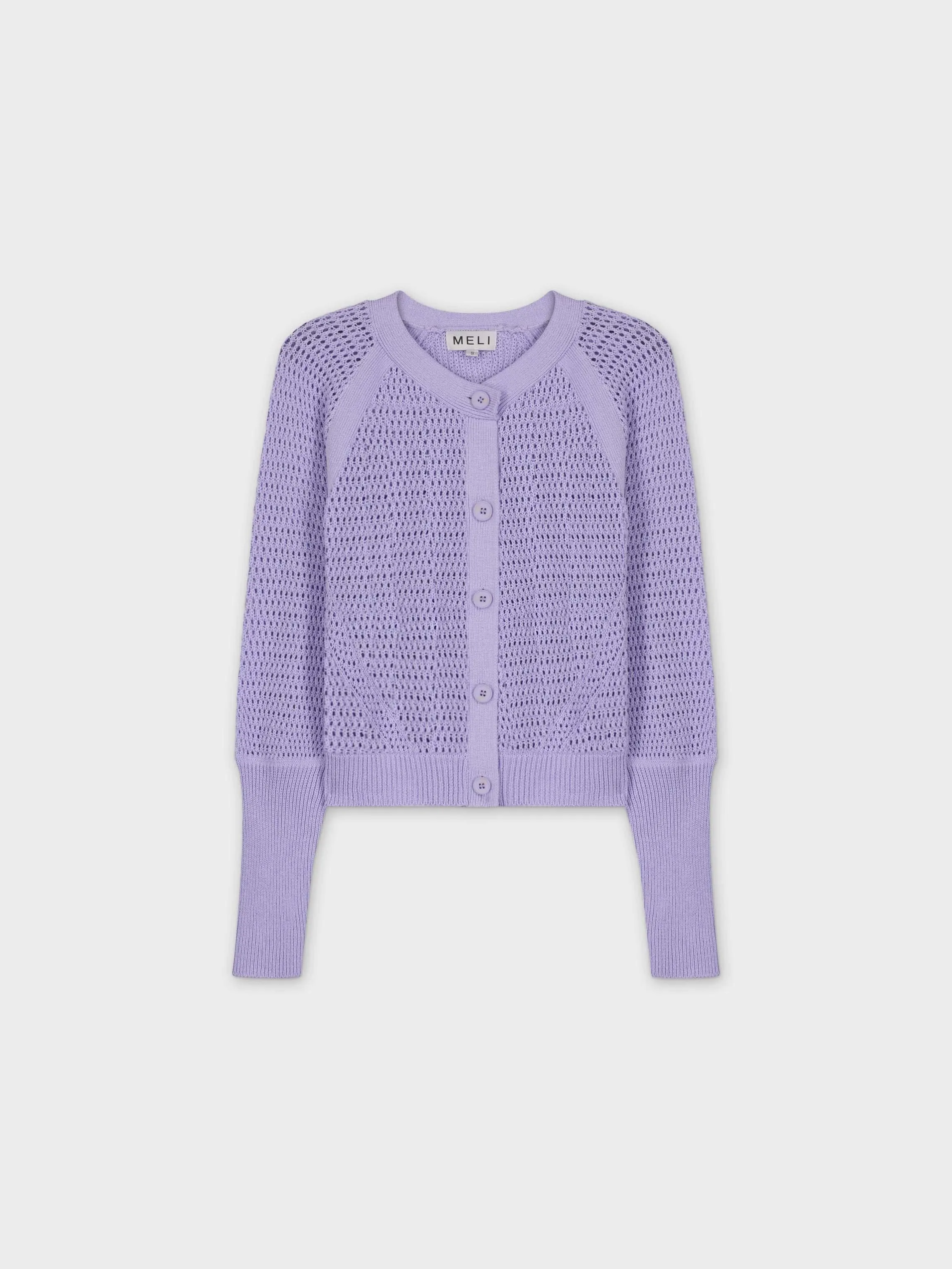 CROCHET CREW CARDIGAN-LAVENDER