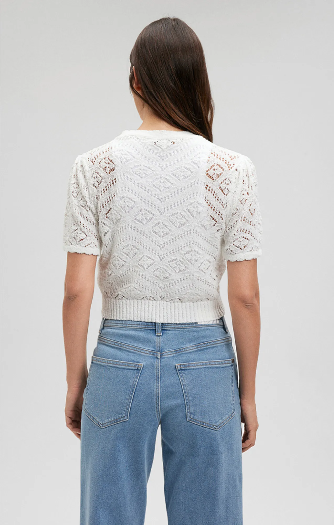 CROPPED CARDIGAN IN ANTIQUE WHITE