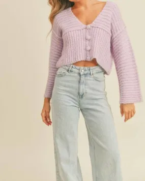 Cropped Cardigan in Lilac | Lilac