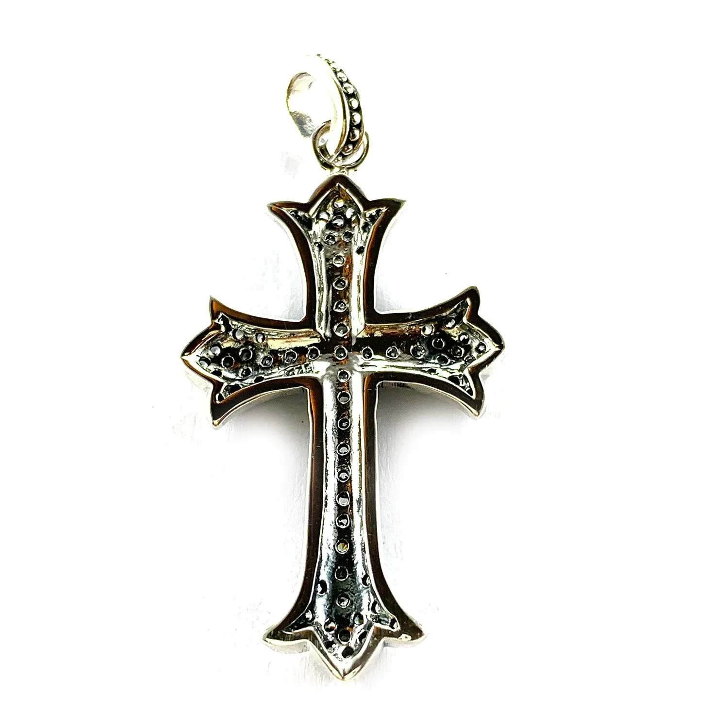 Cross silver pendant with small white CZ