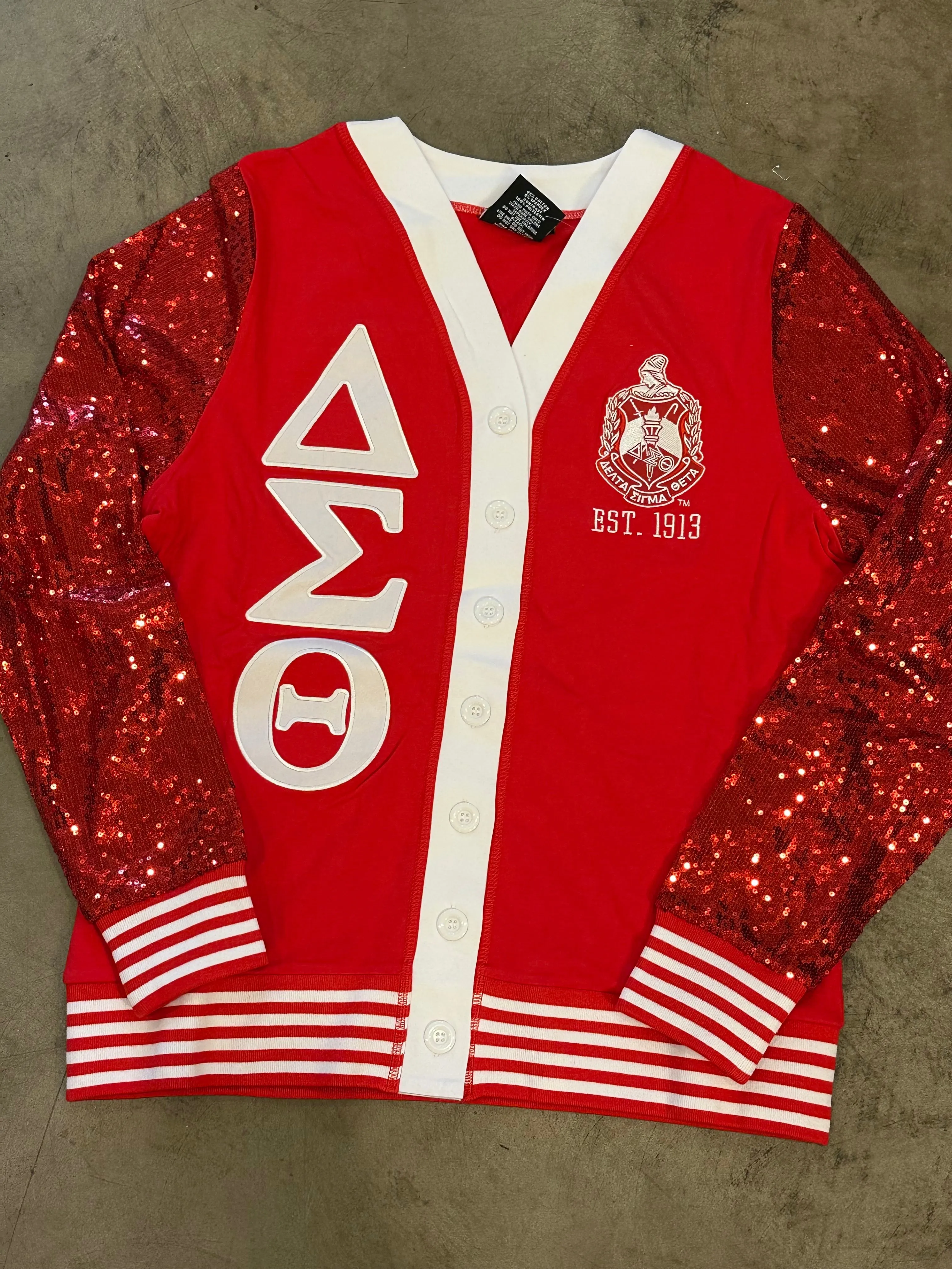 D9 - Sorority Cardigan Sequin Sleeves (RTS)