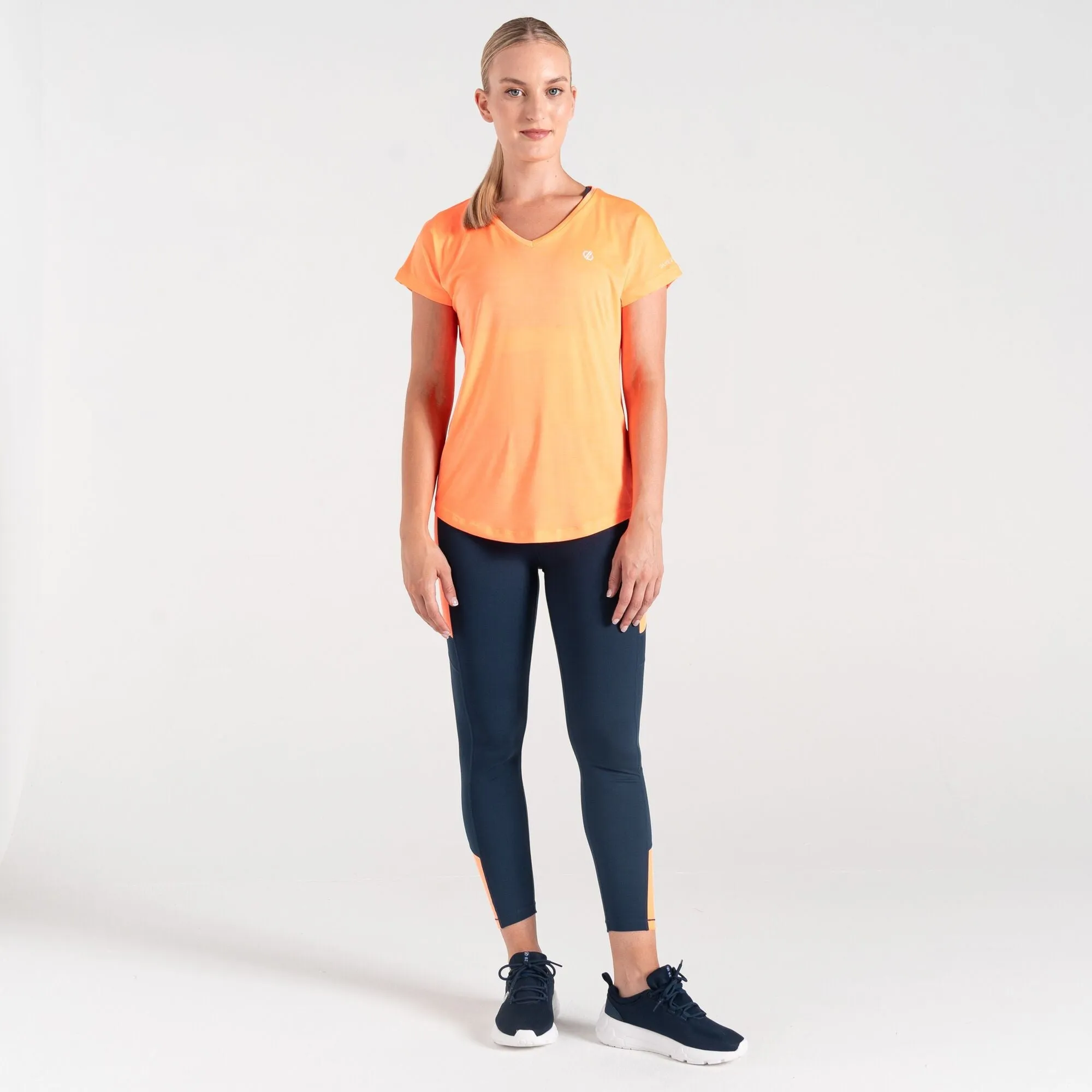 Dare2b Ladies Lightweight Wicking Vigilant Tee-ORANGE