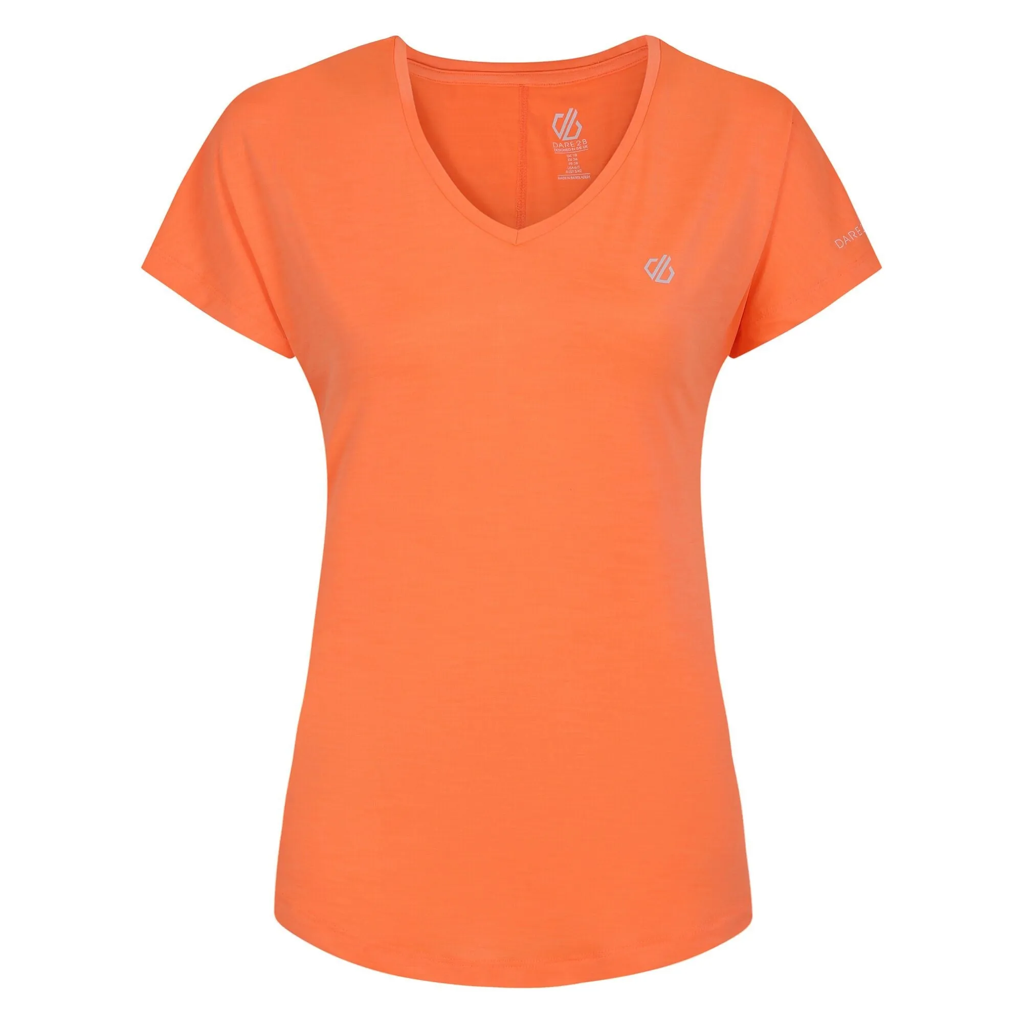 Dare2b Ladies Lightweight Wicking Vigilant Tee-ORANGE