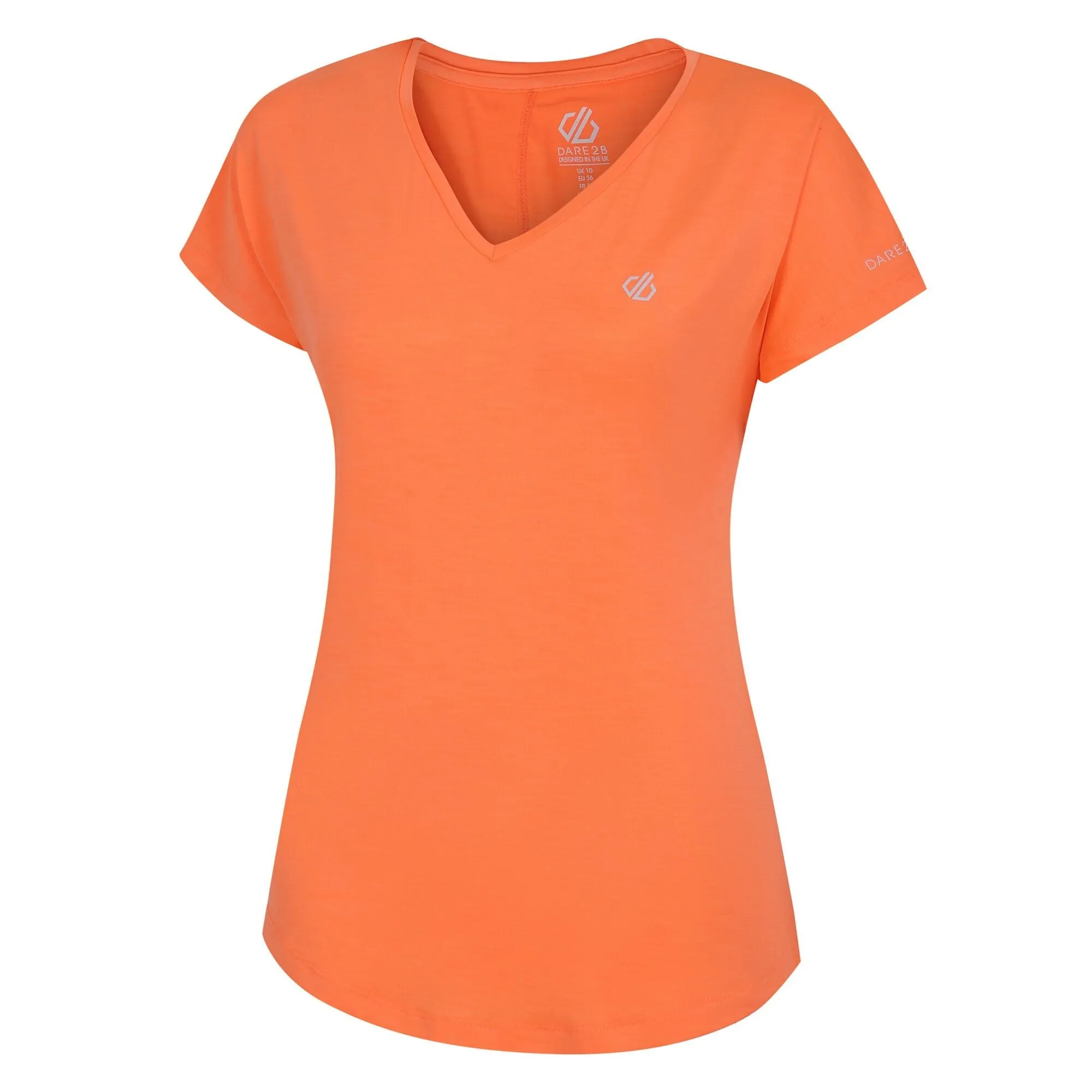 Dare2b Ladies Lightweight Wicking Vigilant Tee-ORANGE