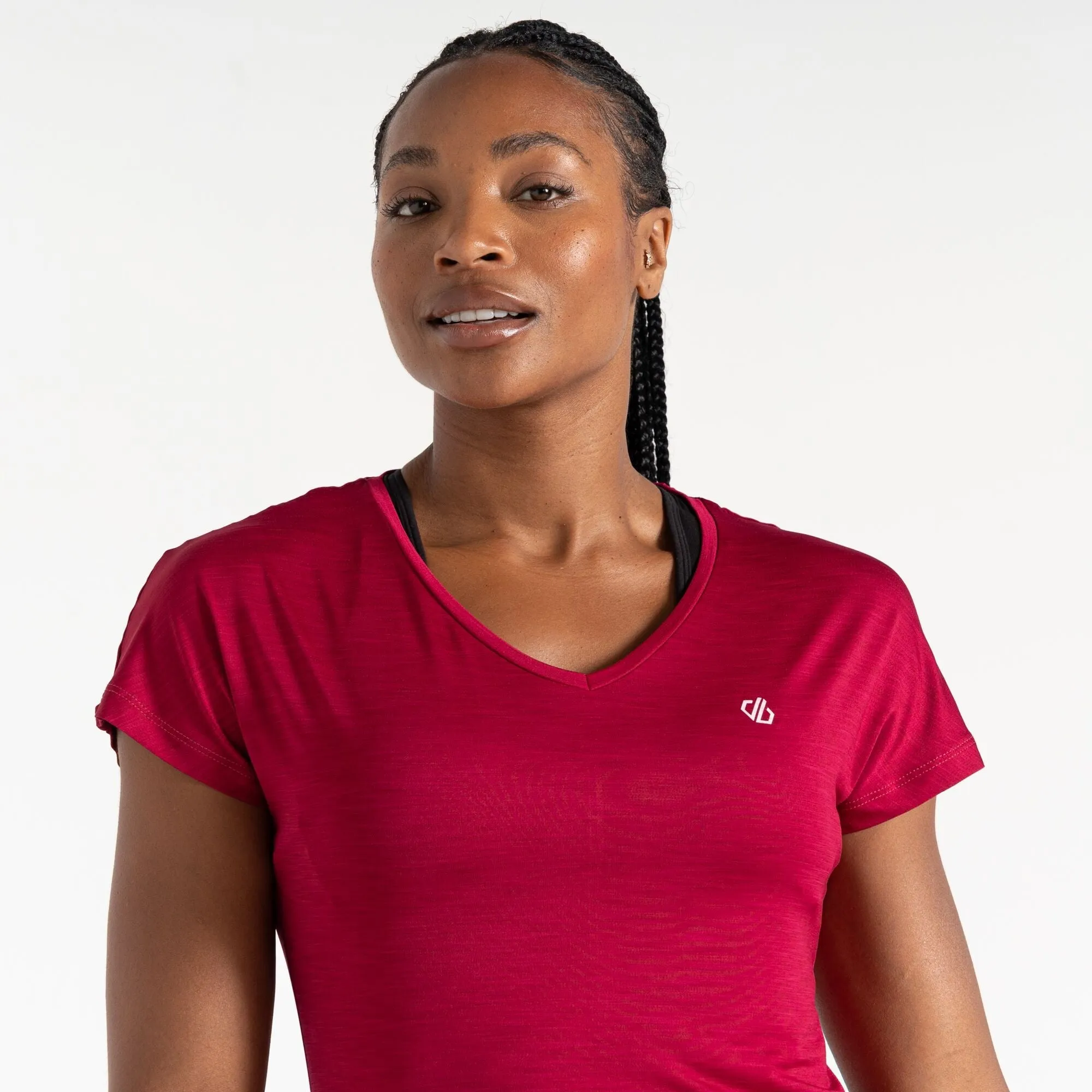 Dare2b Ladies Lightweight Wicking Vigilant Tee-PINK BERRY