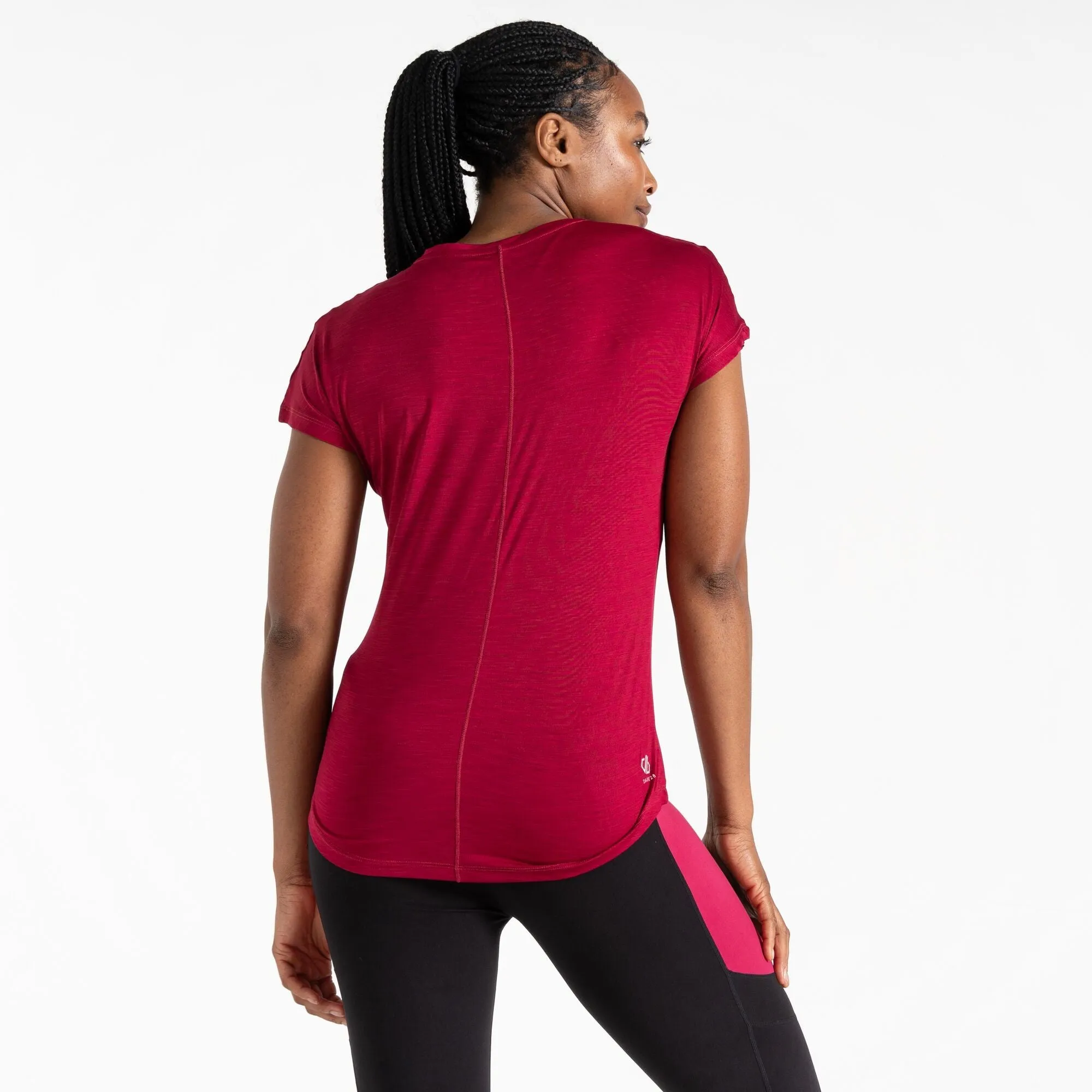 Dare2b Ladies Lightweight Wicking Vigilant Tee-PINK BERRY