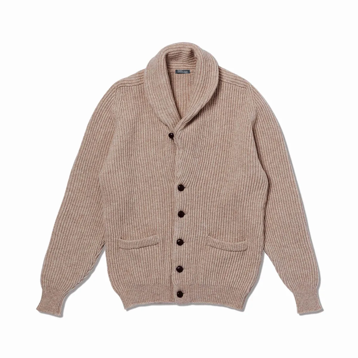 Dark Natural Cashmere Shawl Collar Cardigan