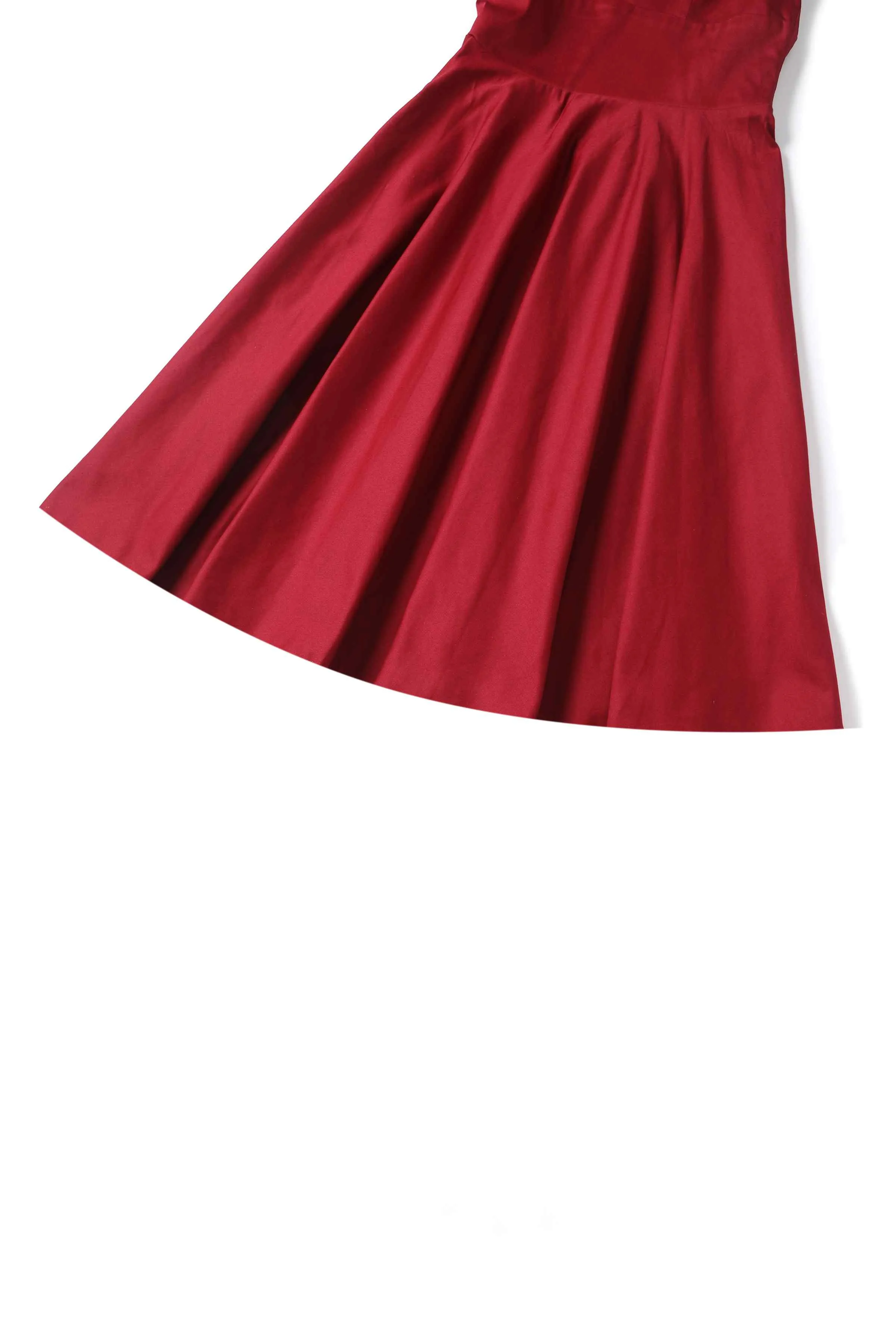 Darlene Burgundy Roll Collar Circle Dress