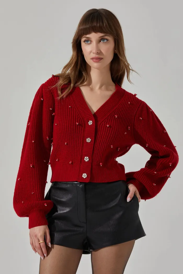 Delsie Pearl Embellished Cardigan