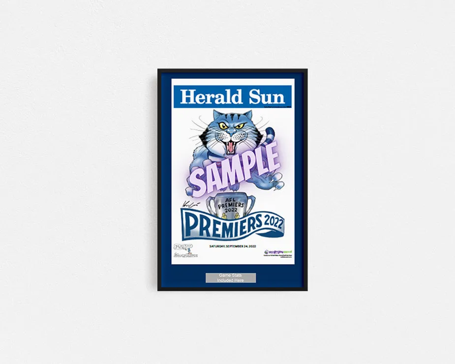 DELUXE GEELONG CATS OFFICIAL HERALD SUN 2022 FRAMED POSTER