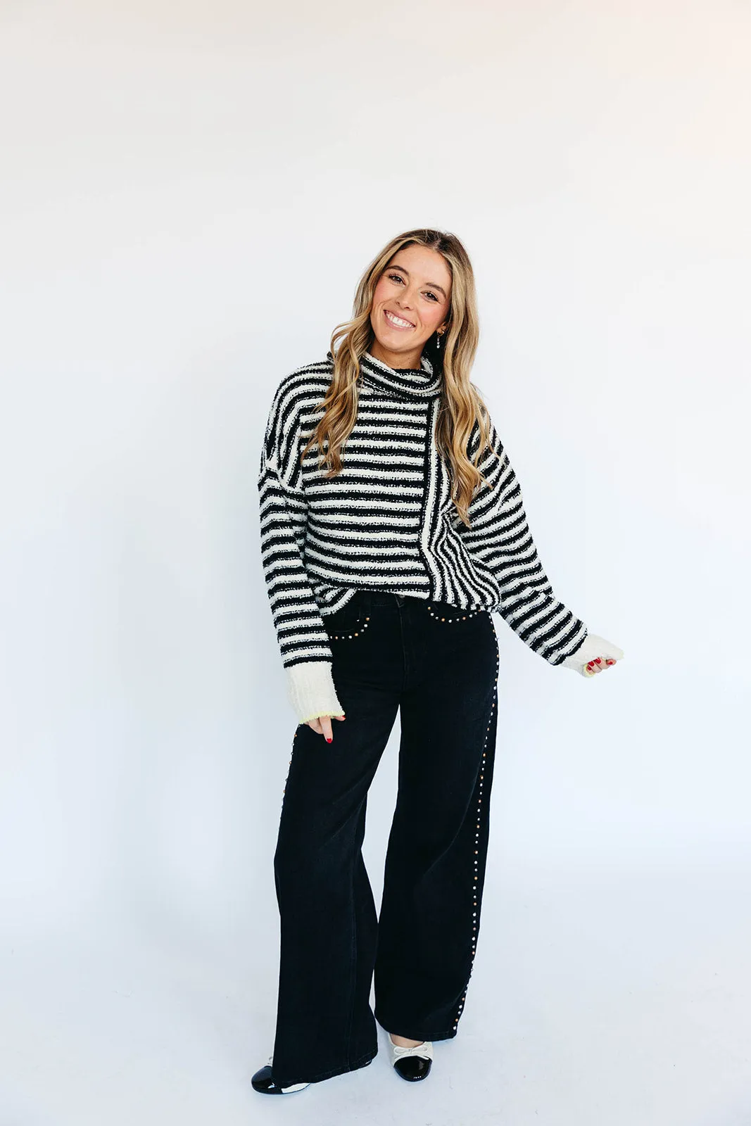 Dorothy Stripe Sweater - Black