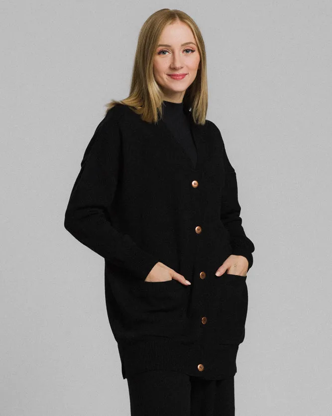 Edith Merino Cardigan Black