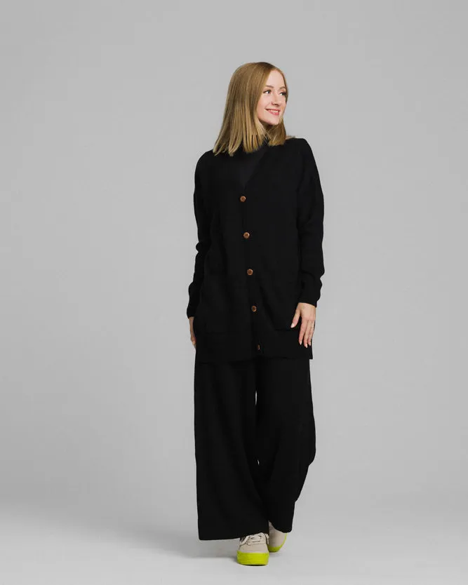 Edith Merino Cardigan Black