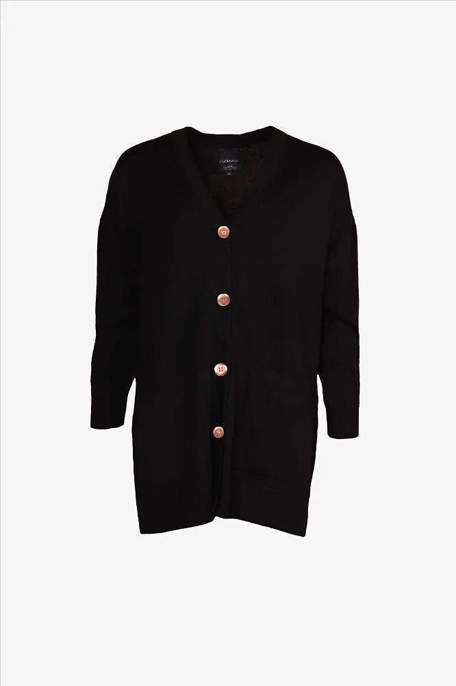 Edith Merino Cardigan Black