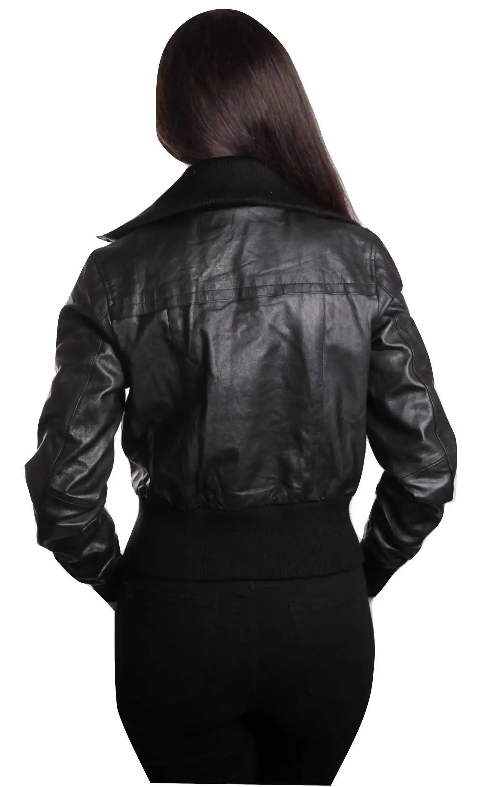 Elegant Women's Lambskin Short Bomber Jacket